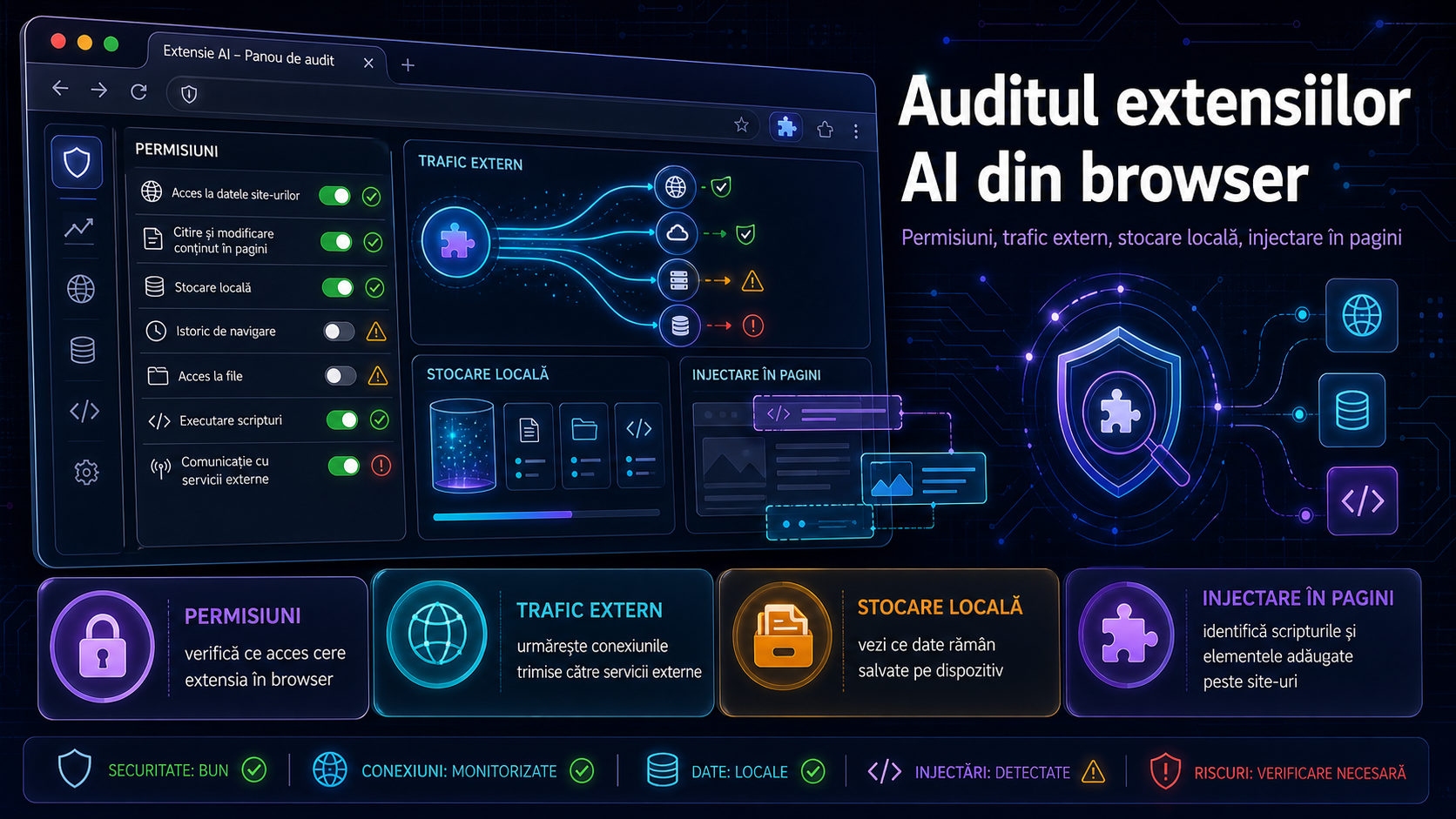 Extensiile AI pentru browser merită auditate înainte de instalare: ce verifici la permisiuni, trafic și stocare locală