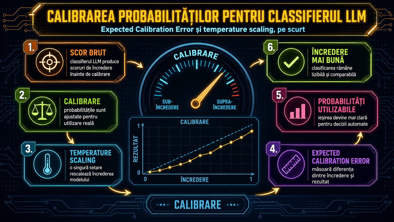 Cum calibrezi un classifier bazat pe LLM: ECE și temperature scaling pentru probabilități pe care chiar te poți baza
