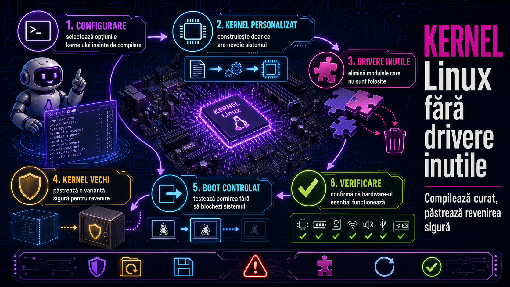 Cum compilezi un kernel Linux personalizat fără să elimini drivere esențiale