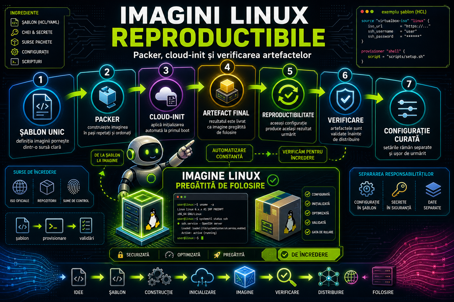 Cum construiești imagini Linux reproducibile cu Packer, cloud-init și