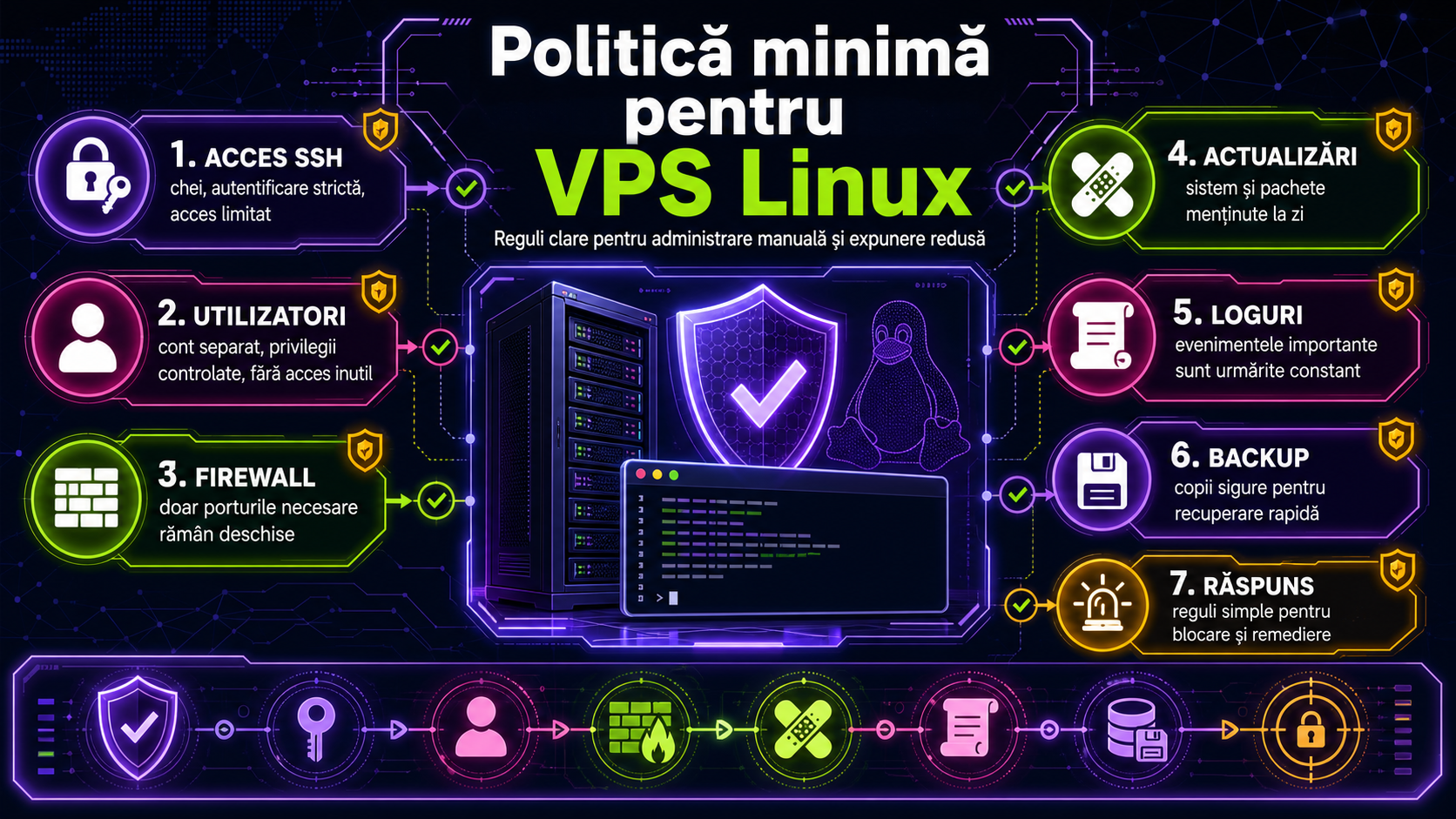 Politică minimă de securitate pentru un VPS Linux administrat manual: ce trebuie să incluzi