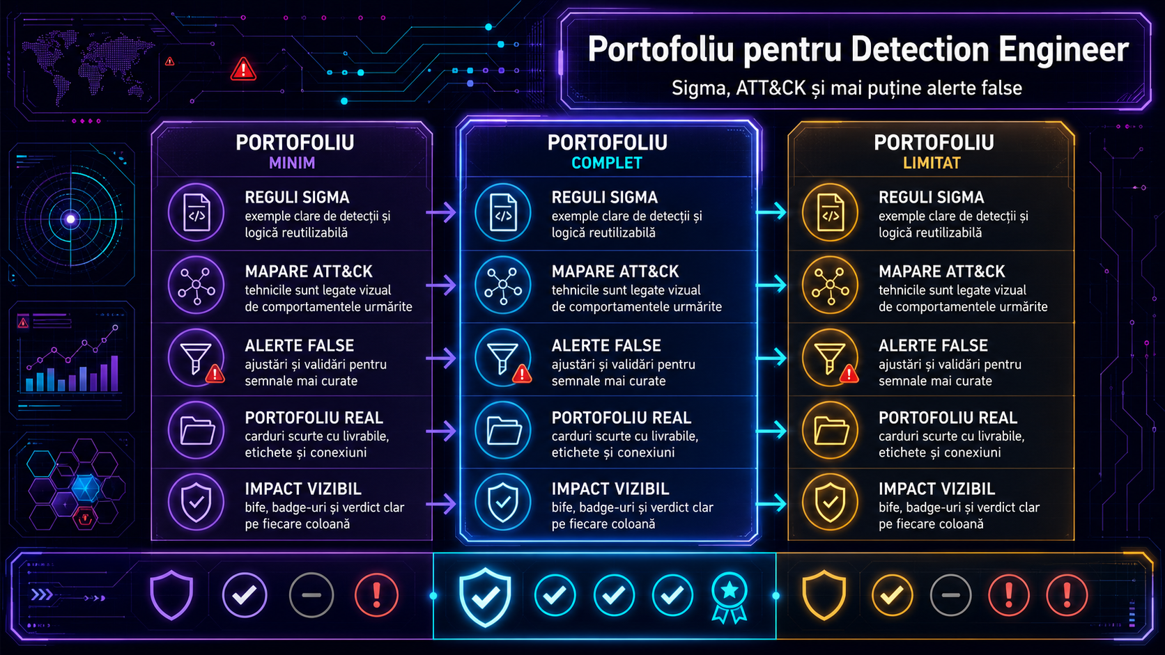 Portofoliu pentru Detection Engineer: cum să prezinți reguli Sigma, mapare MITRE ATT&CK și reducerea alertelor false