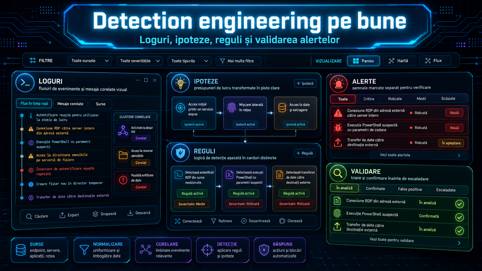 Primul proiect serios de detection engineering: cum pornești de la loguri și ajungi la alerte validate