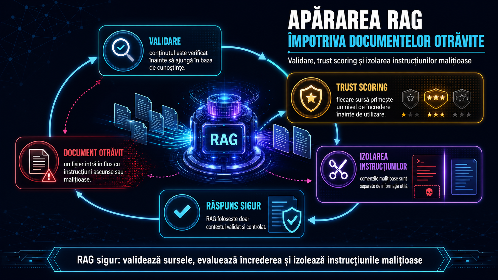 Cum protejezi un sistem RAG de documente otrăvite: validare, trust scoring și izolarea instrucțiunilor malițioase