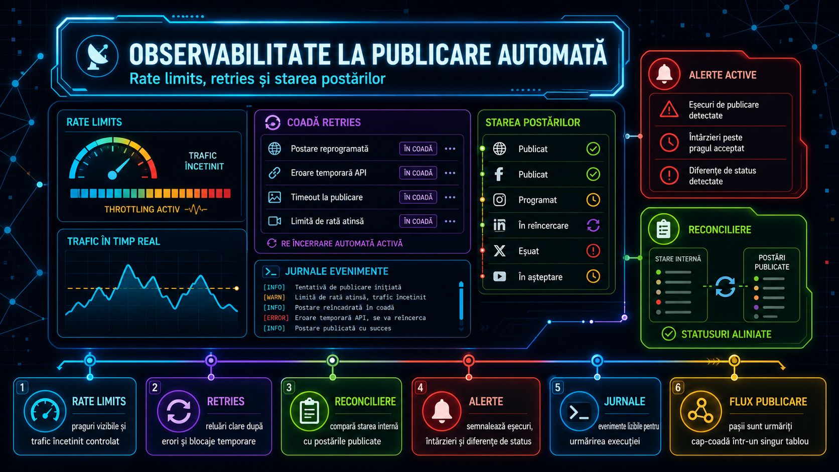 Cum verifici publicarea automată pe social media: rate limits, retries și reconcilierea stării postărilor