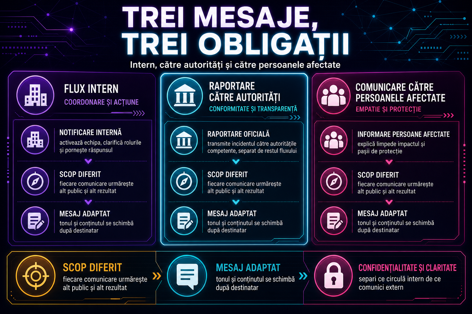 Cum separi corect notificarea internă, raportarea către autorități și comunicarea către persoanele afectate după un incident