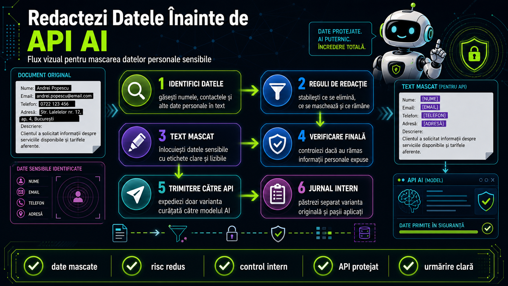 Cum implementezi redactarea automată a datelor personale înainte de trimiterea către un API AI