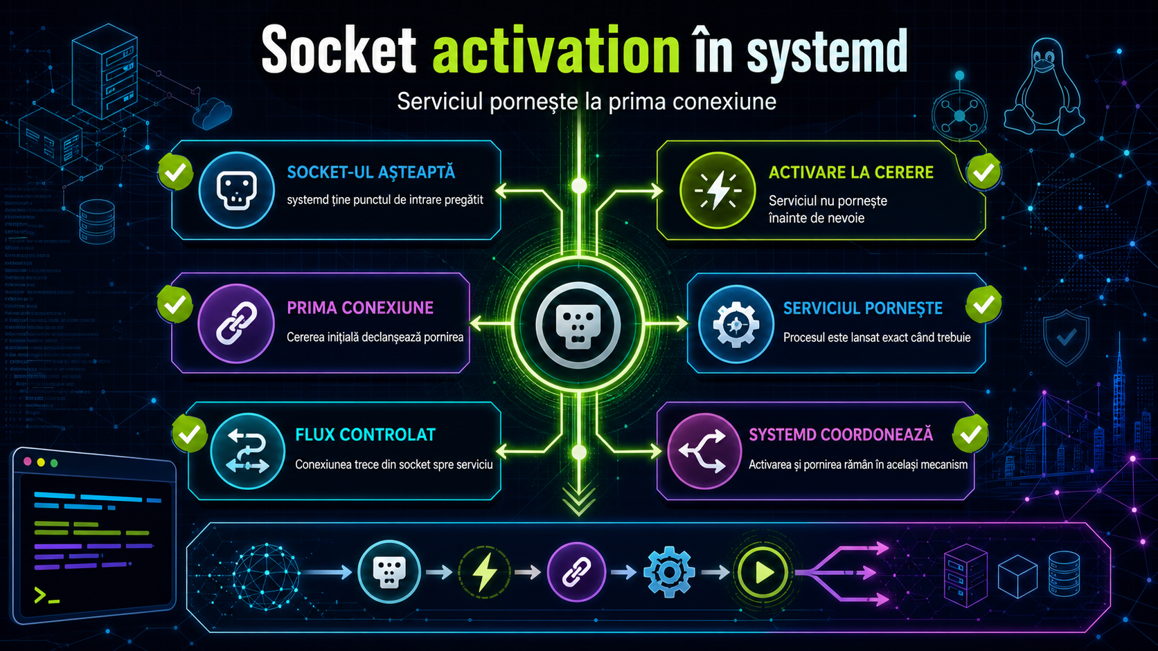 Socket activation în systemd: cum pornești serviciile doar când apare prima conexiune