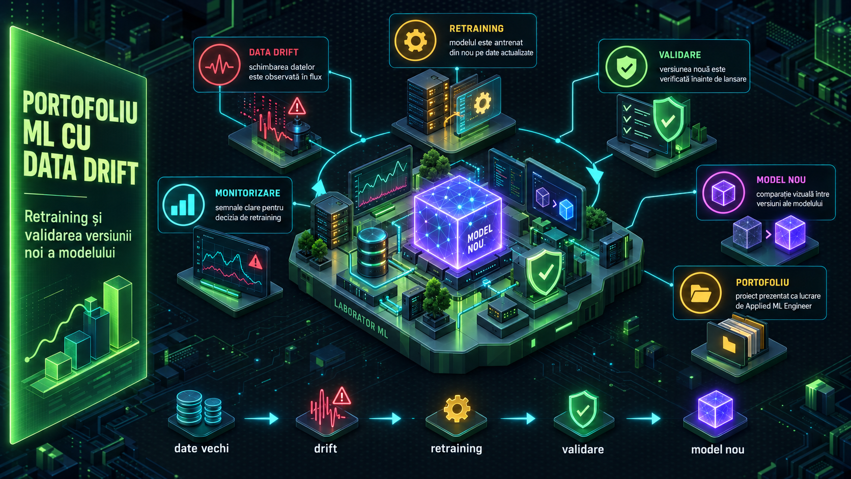 Applied ML Engineer: proiectul de portofoliu care arată că știi data drift, retraining și validare de model