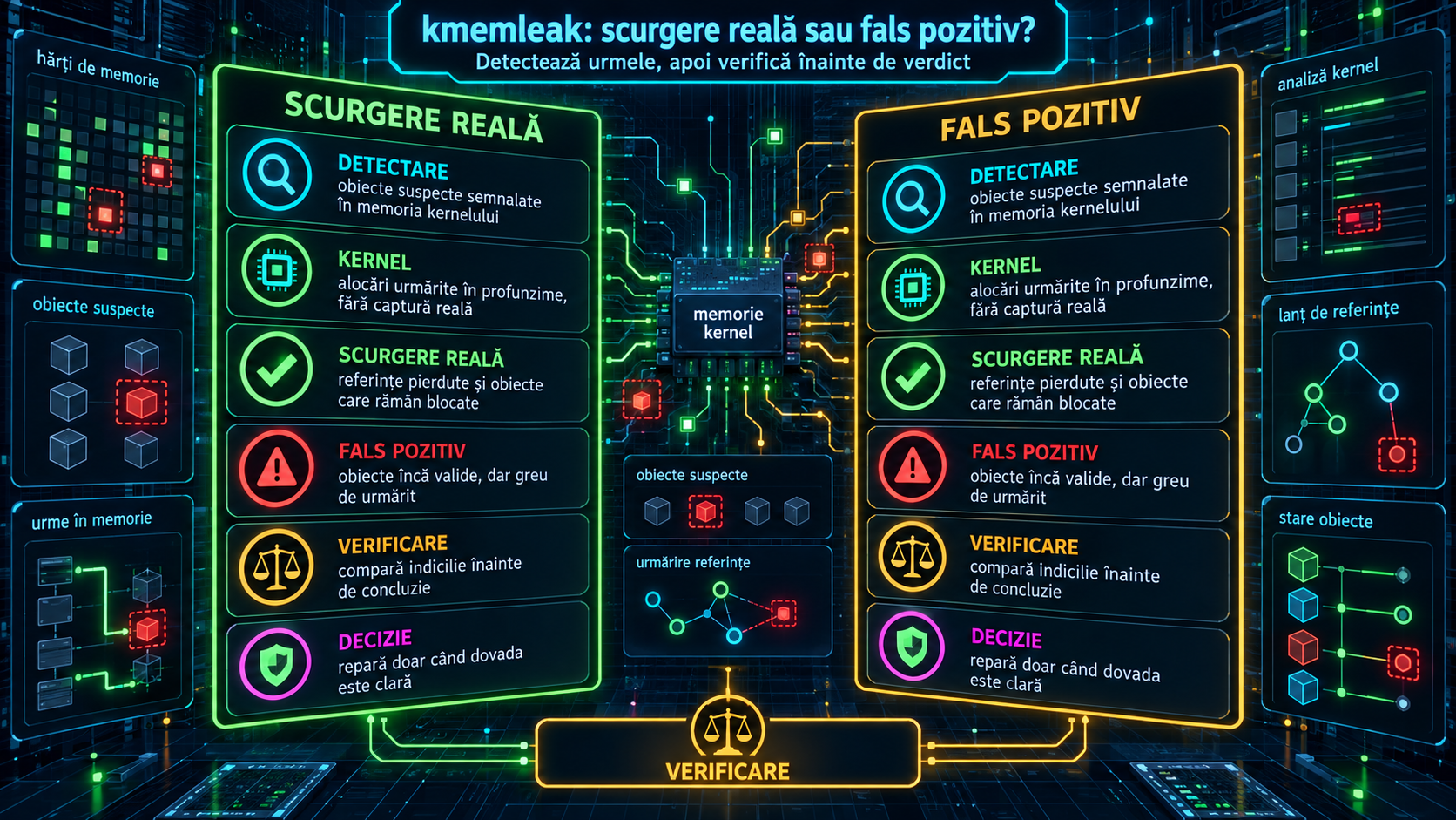 kmemleak în Linux: cum depistezi memory leaks în kernel fără să confunzi alarmele false cu bugurile reale