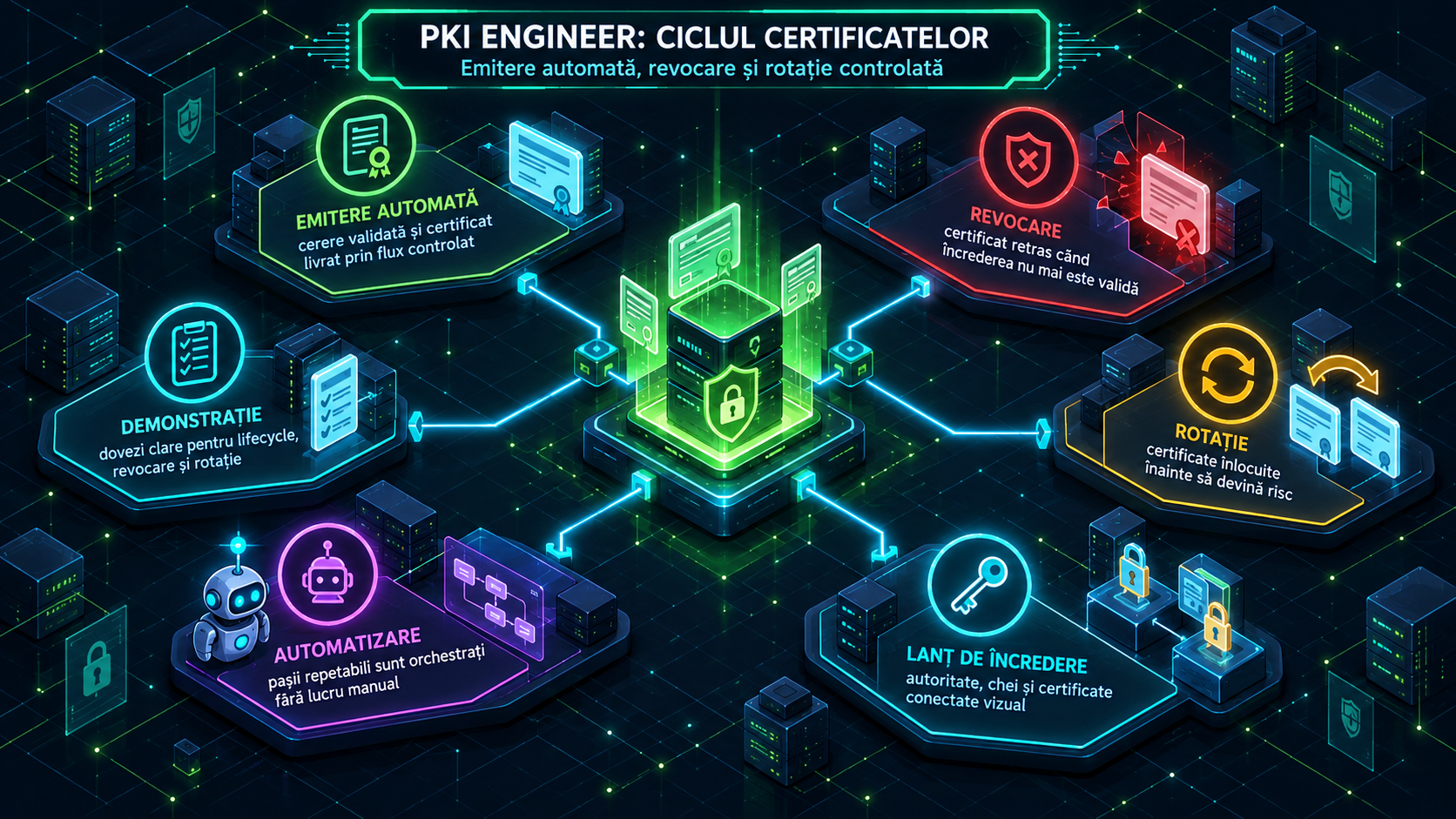 PKI Engineer: cum demonstrezi certificate lifecycle, revocare, rotație și automatizarea emiterii