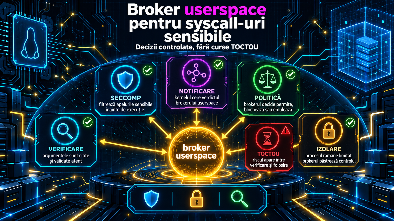 Seccomp User Notifications în Linux: cum construiești un broker userspace fără capcane TOCTOU