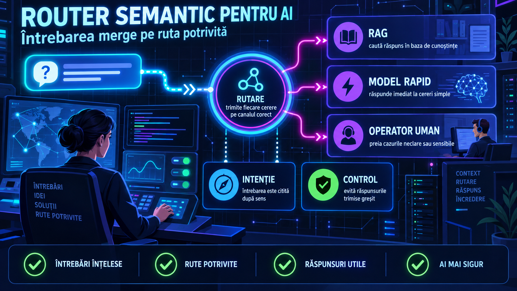Semantic Router pentru aplicații AI: cum trimiți întrebările către RAG, model rapid sau operator uman