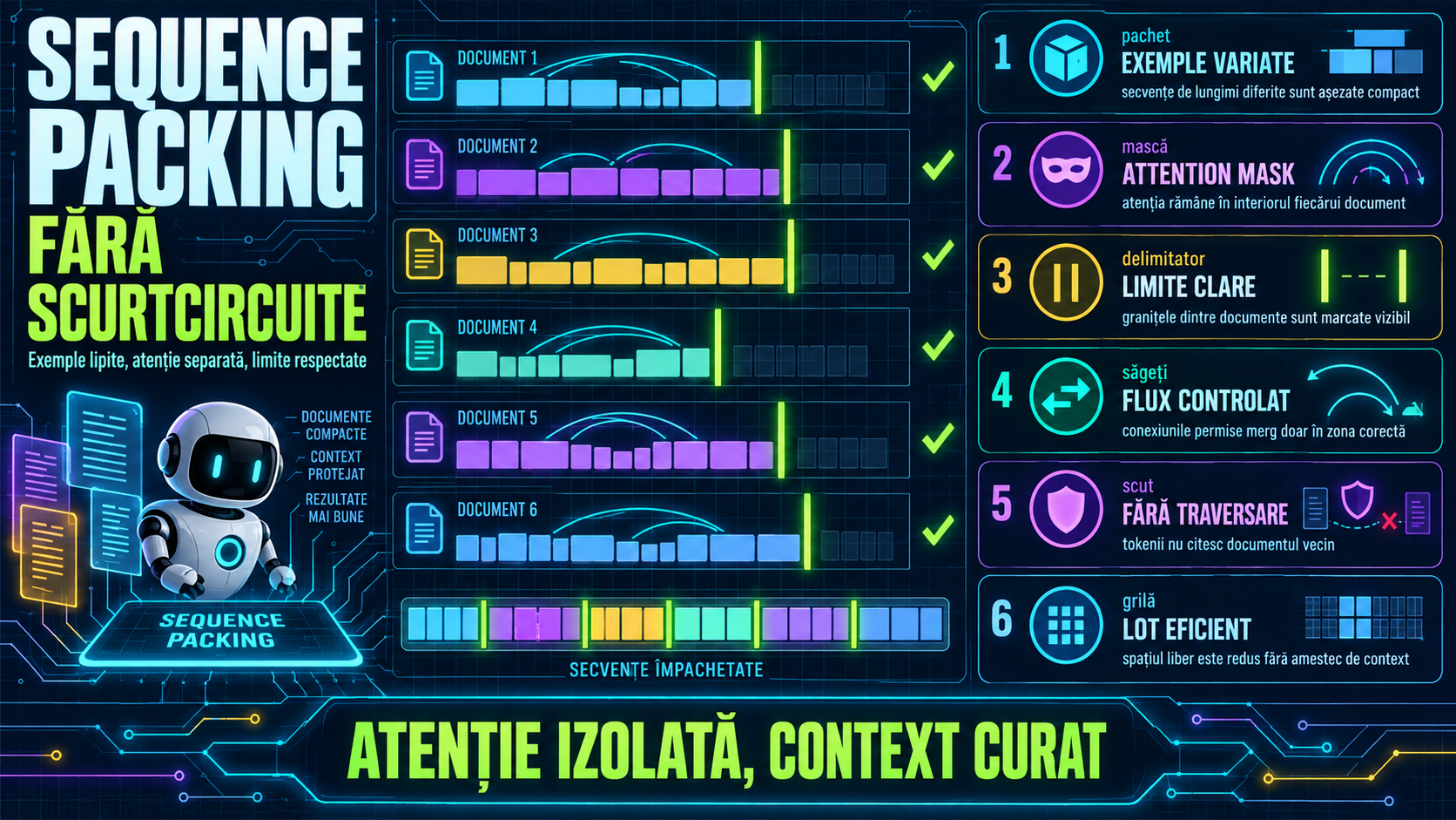 Sequence Packing avansat: cum antrenezi mai eficient modele AI fără ca attention-ul să traverseze documentele