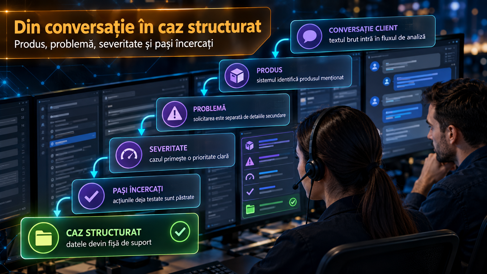 Din conversație în caz structurat: AI pentru suport clienți