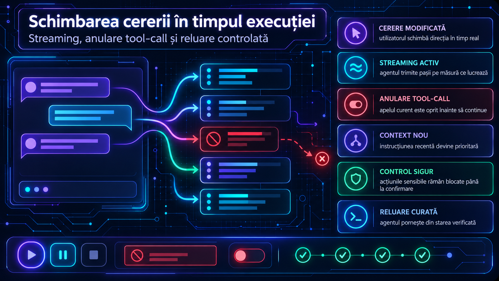 Chatboți AI în firme: cum gestionezi streamingul și anularea tool-call-urilor când utilizatorul se răzgândește