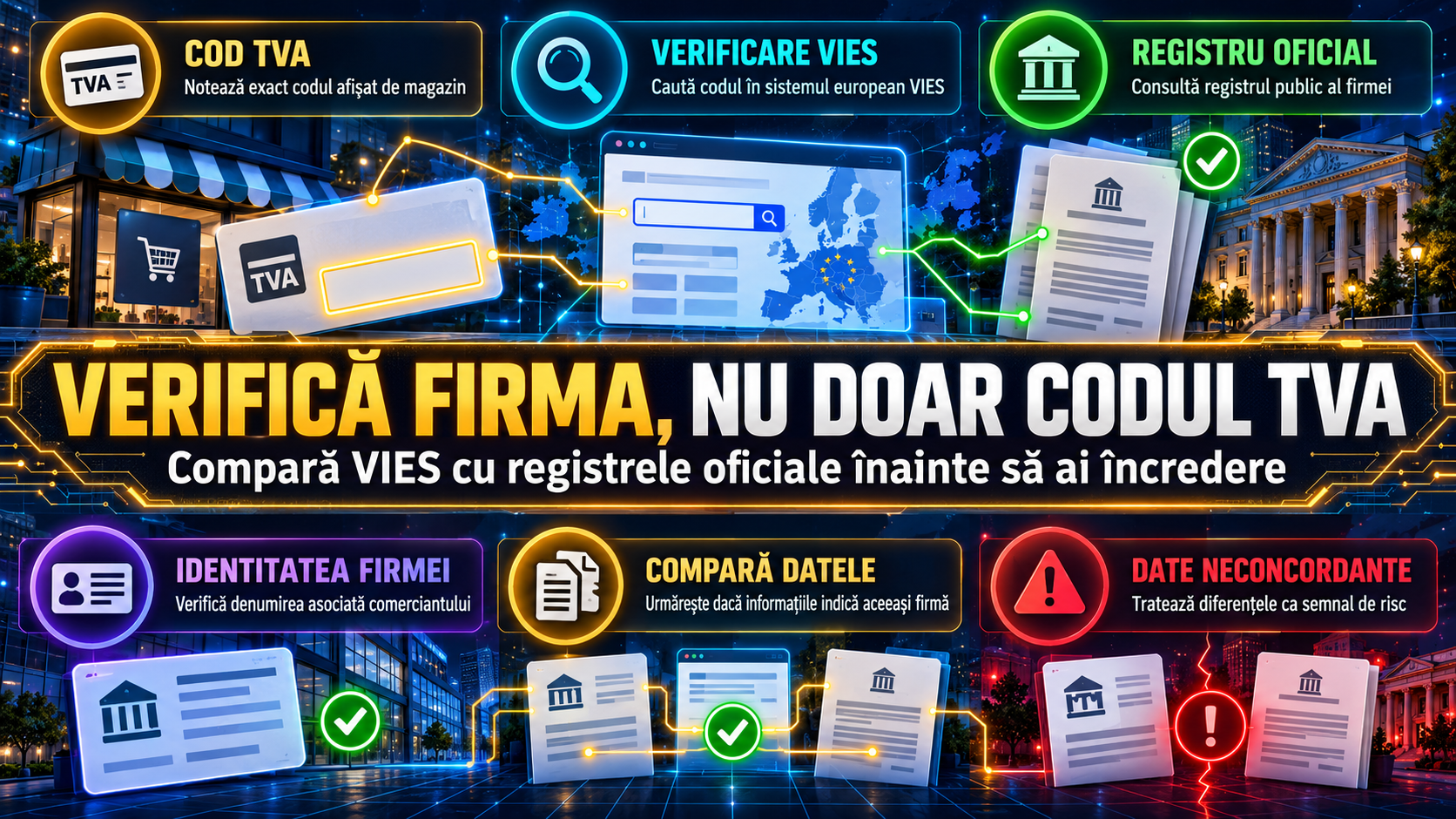 Cod TVA european pe un magazin suspect: verificarea firmei prin VIES și registre oficiale