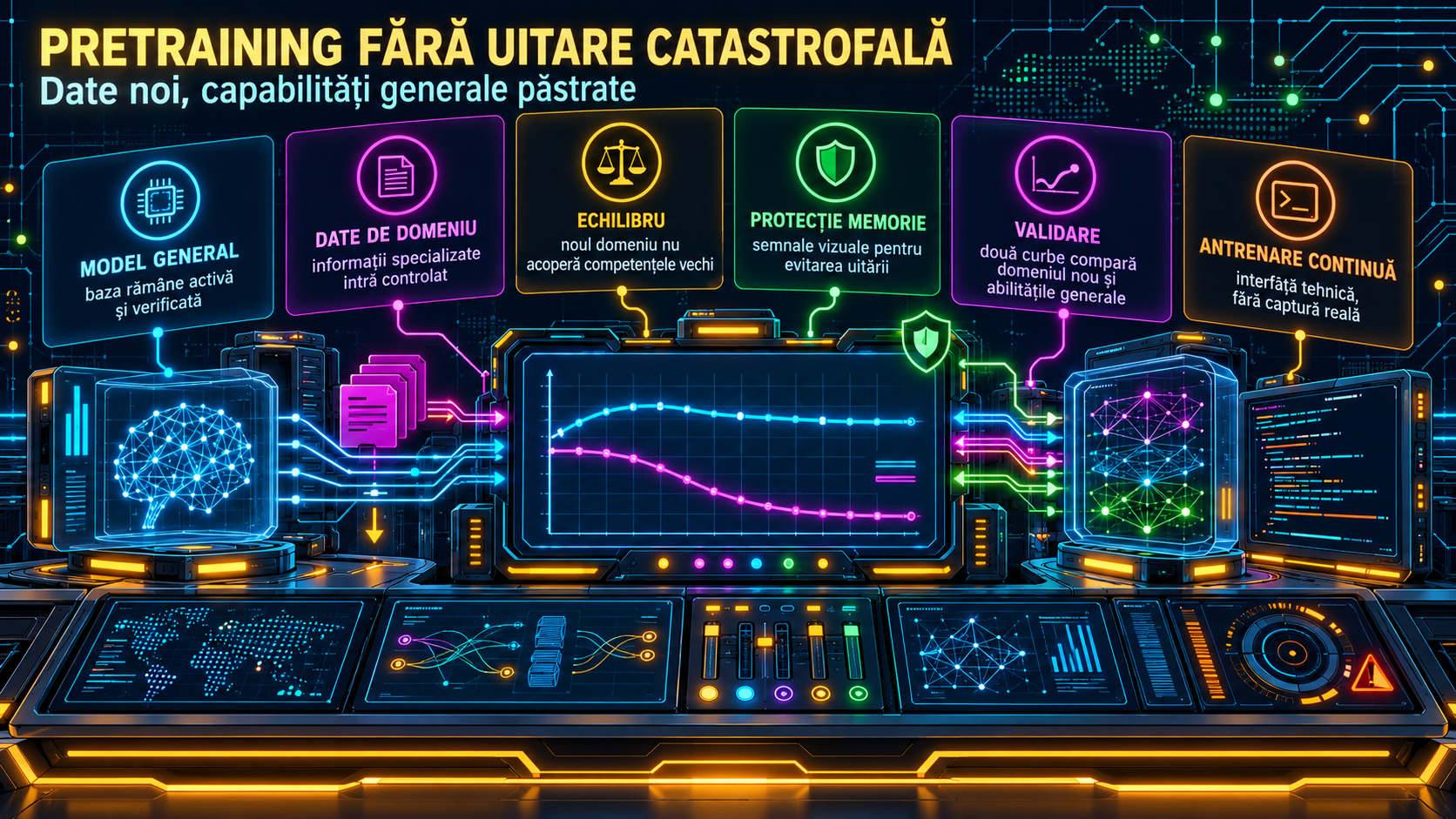 Continued pretraining cu replay: adaptezi un LLM la texte științifice fără să-i strici baza generală