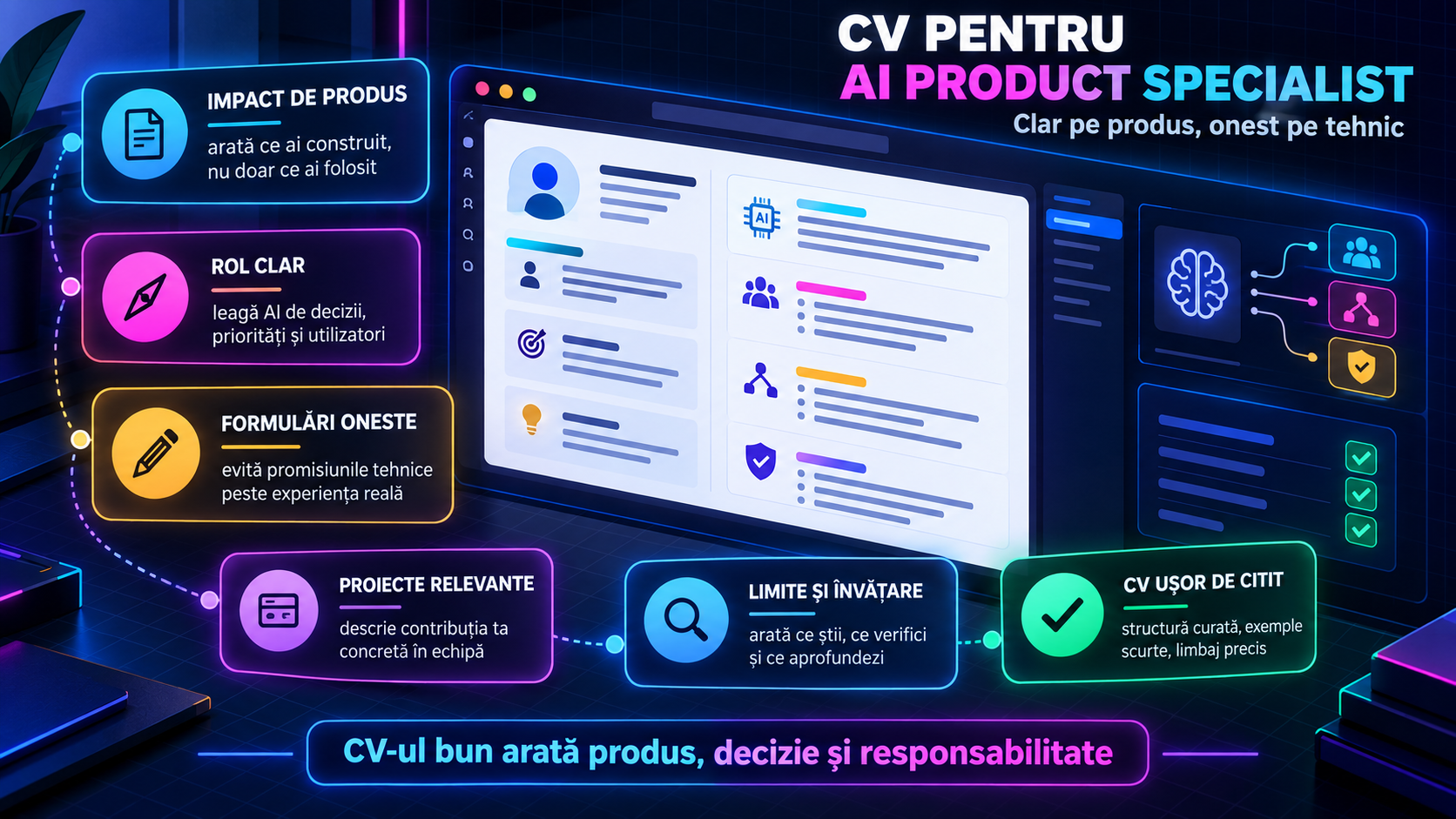 CV pentru AI Product Specialist: cum arăți că înțelegi AI fără să pari inginer ML