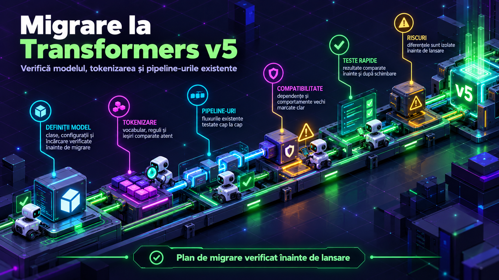 Migrarea la Transformers v5: audit complet pentru modele, tokenizare și pipeline-uri