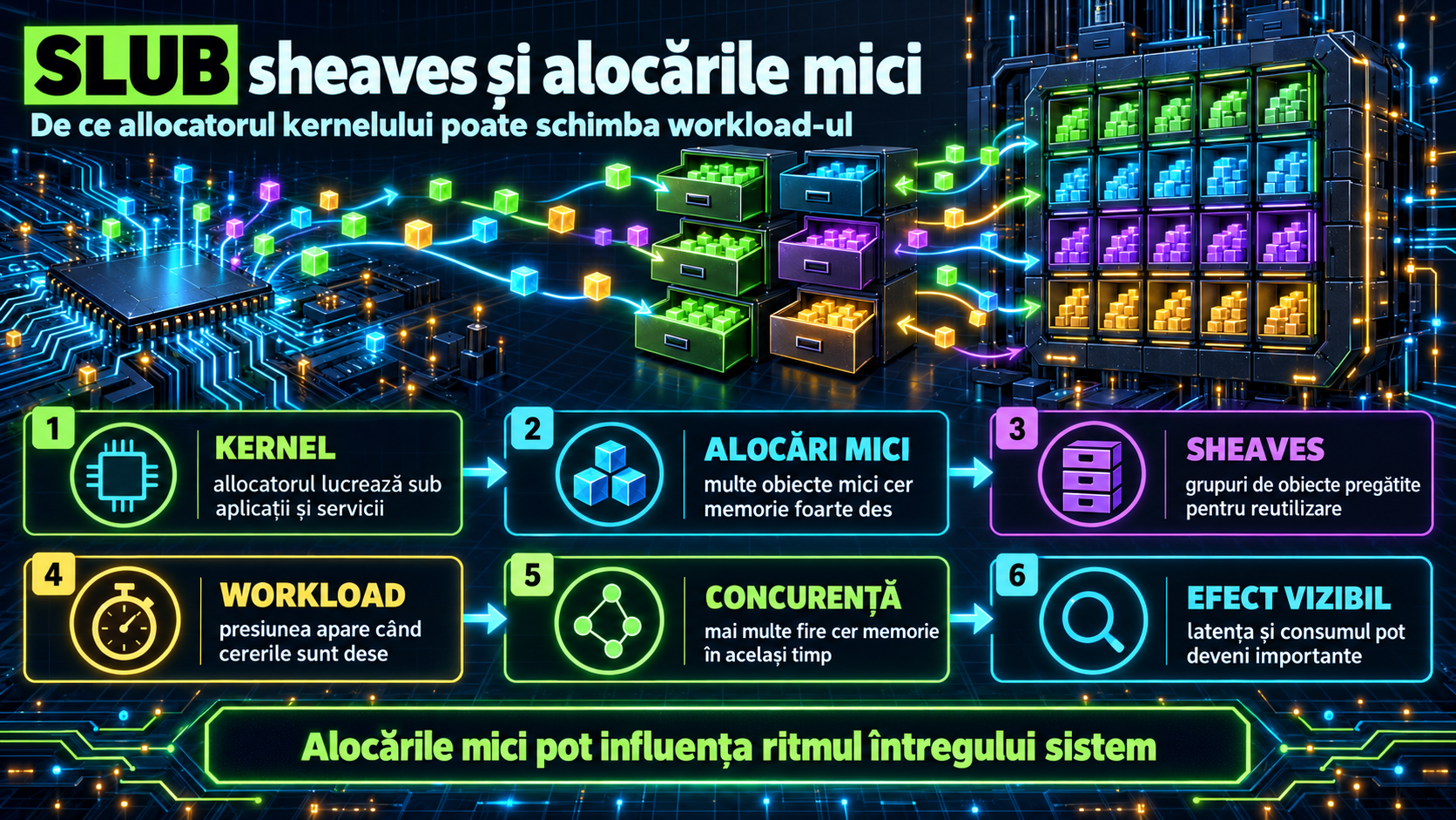 SLUB sheaves: de ce allocatorul kernelului contează în workload-uri cu multe alocări mici