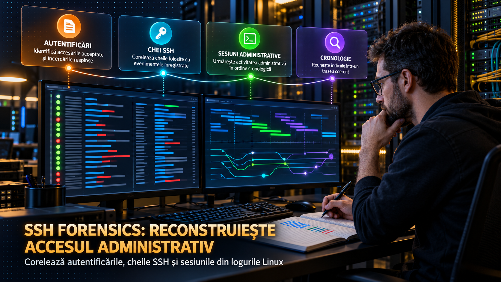 SSH Forensics pe Ubuntu: reconstruiești cheile, sesiunile și comenzile sudo