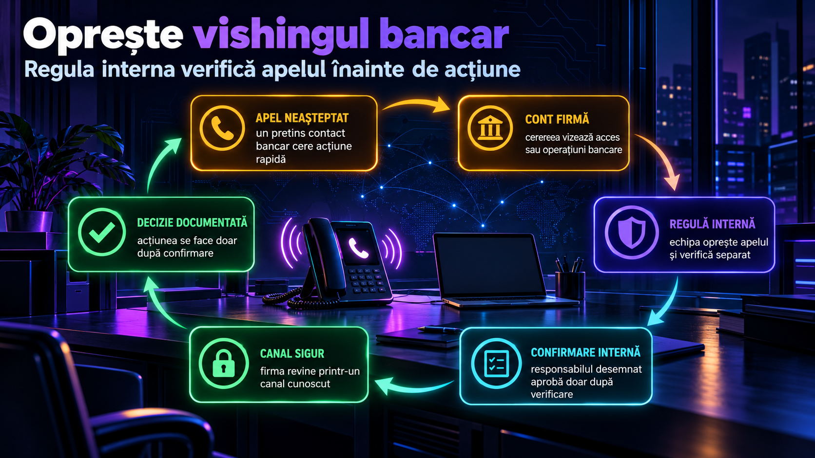 Vishing bancar pentru firme: regula internă care oprește apelurile false